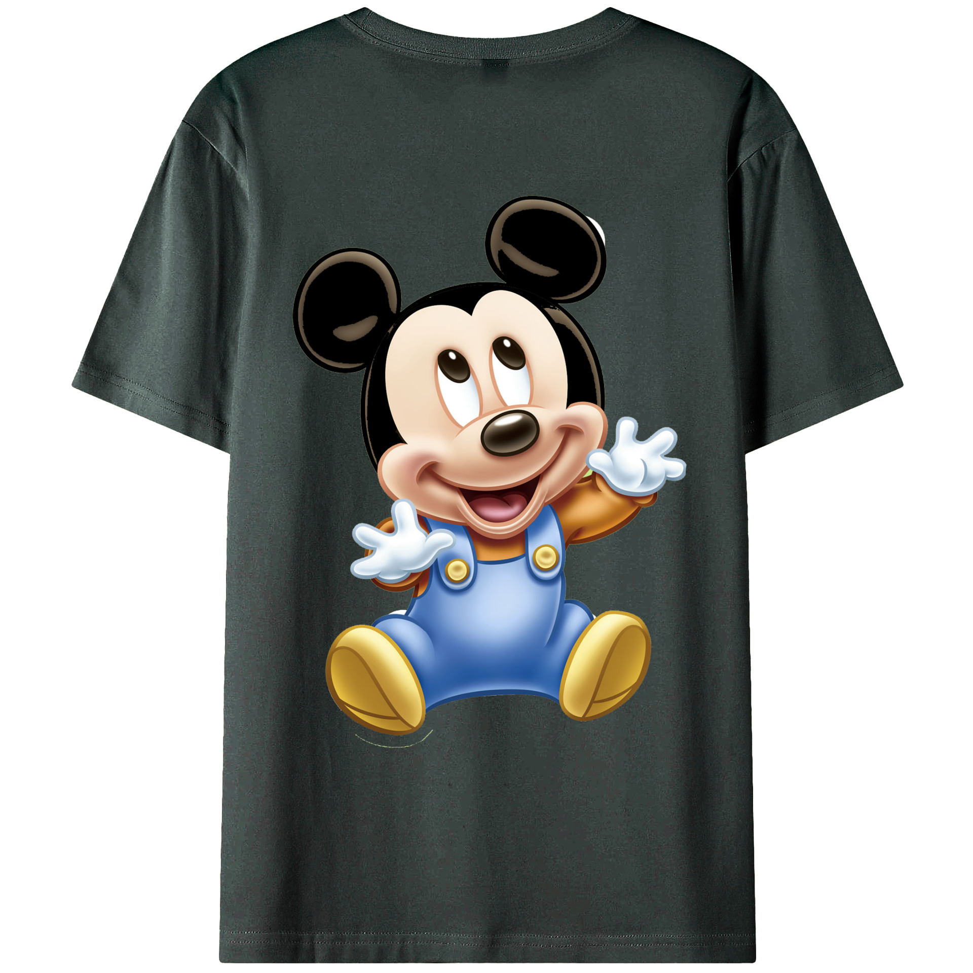 ミッキーマウス Mickey Mouse 綿100％ メンズ半袖Tシャツ（バックプリント） 通気性